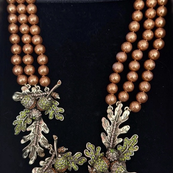 Heidi Daus Jewelry - Heidi Daus Bronze Pearl Multi-Strand Necklace with Green Oak & Acorn Charms